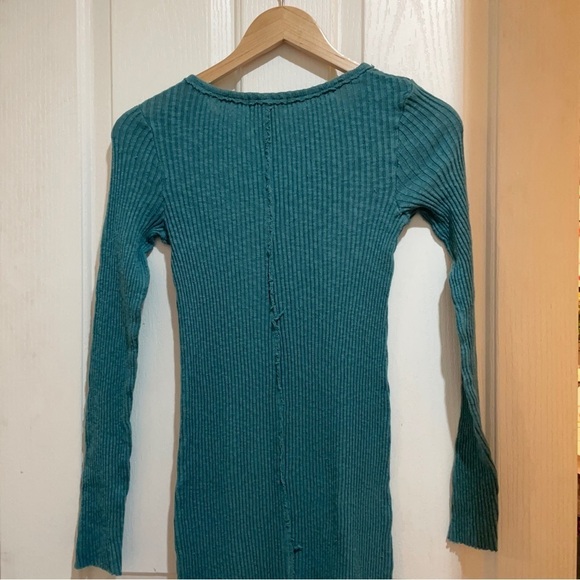 ANTHROPOLOGIE Sasha T.La Ribbed Cotton Knit Midi Maxi Dress new NWT Teal Blue XS - Picture 12 of 16